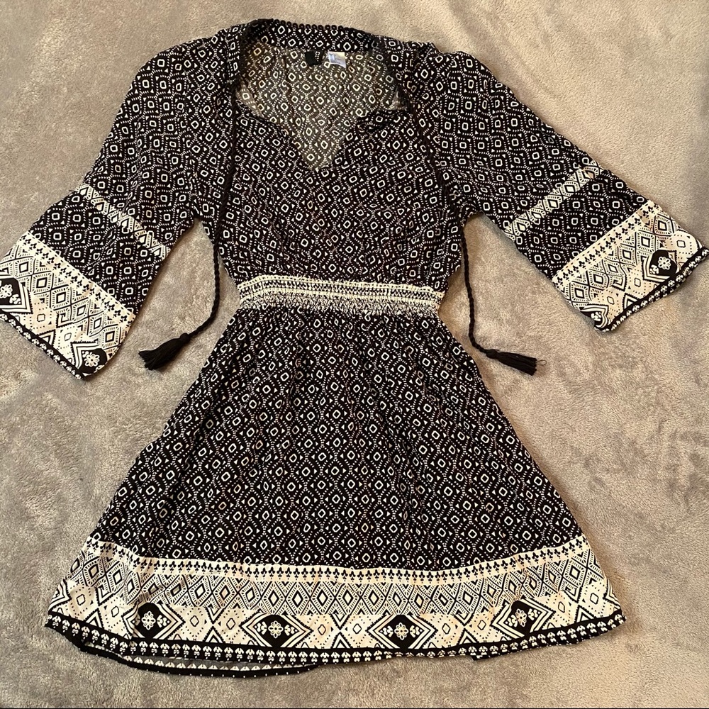 H&M Black And White Boho Dress
